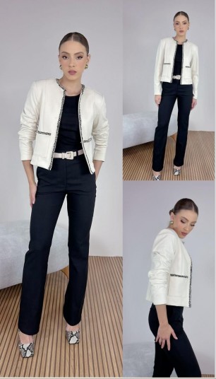 Blazer Malha Detalhe Tweed